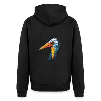 Kormoran bunte Aquarell-Tier-Illustration - Unisex Premium Bio Zip Hoodie - Schwarz - Hinten - Nico (187cm)