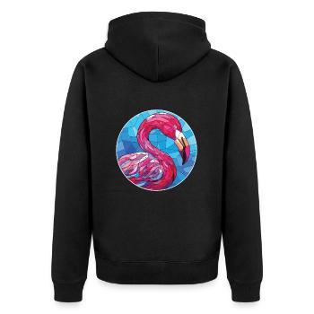 Illustration animale aquarelle colorée de flamant rose - Veste à capuche bio Premium Unisexe - noir - Dos - Nico (187cm)