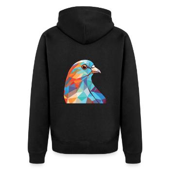 Taube bunte Aquarell-Tier-Haustier-Illustration - Unisex Premium Bio Zip Hoodie - Schwarz - Hinten - Nico (187cm)