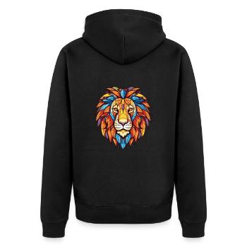 Lion Colorful Watercolor Animal Pet Illustration - Unisex Premium Organic Zip Hoodie - black - Back - Nico (187cm)