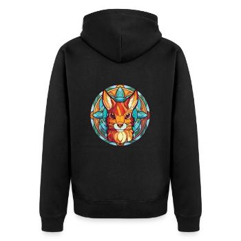 Squirrel Colorful Watercolor Animal Illustration - Unisex Premium Organic Zip Hoodie - black - Back - Nico (187cm)