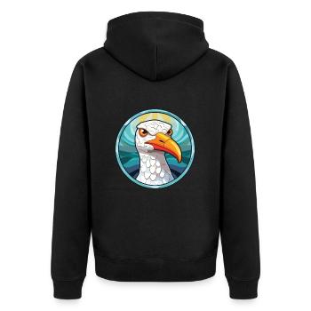 Mouette colorée aquarelle Animal Illustration - Veste à capuche bio Premium Unisexe - noir - Dos - Nico (187cm)