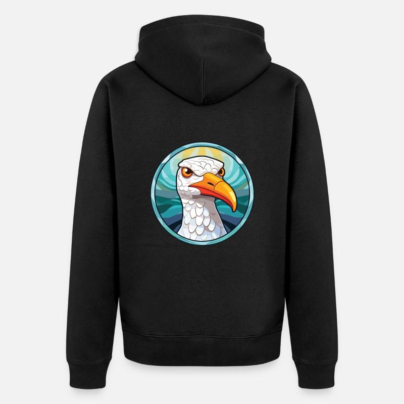 Möwe bunte Aquarell-Tier-Illustration - Unisex Premium Bio Zip Hoodie - Schwarz