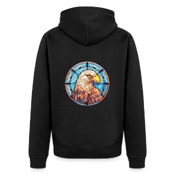 Eagle Colorful Watercolor Animal Pet Illustration - Unisex Premium Organic Zip Hoodie - black - Back - Nico (187cm)