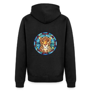 Leopard Colorful Watercolor Animal Illustration - Unisex Premium Organic Zip Hoodie - black - Back - Nico (187cm)