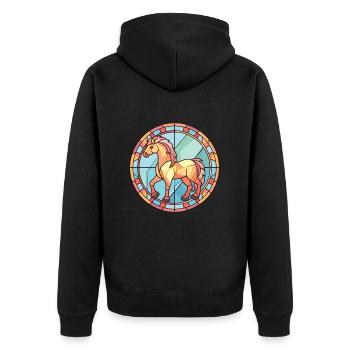 Poney Bébé Cheval Aquarelle Colorée Animal Cartoon - Veste à capuche bio Premium Unisexe - noir - Dos - Nico (187cm)