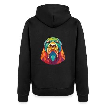 Walrus Colorful Watercolor Animal Pet Illustration - Unisex Premium Organic Zip Hoodie - black - Back - Nico (187cm)