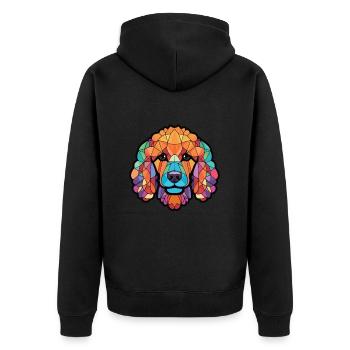 Pudel Hund Buntes Aquarell Tier Illustration - Unisex Premium Bio Zip Hoodie - Schwarz - Hinten - Nico (187cm)