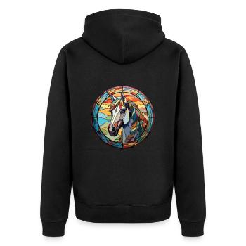 Pferd buntes Aquarell Tier Haustier Illustration - Unisex Premium Bio Zip Hoodie - Schwarz - Hinten - Nico (187cm)