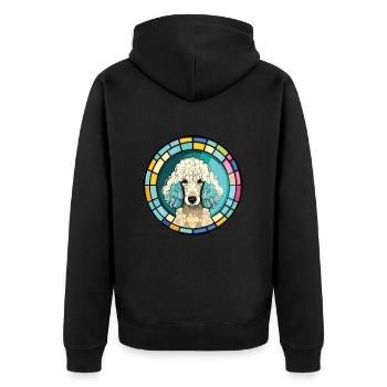 Pudel Hund Buntes Aquarell Tier Illustration - Unisex Premium Bio Zip Hoodie - Schwarz - Hinten - Nico (187cm)