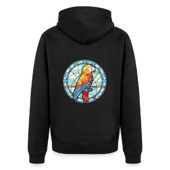 Papagei buntes Aquarell Tier Haustier Illustration - Unisex Premium Bio Zip Hoodie - Schwarz - Hinten - Nico (187cm)