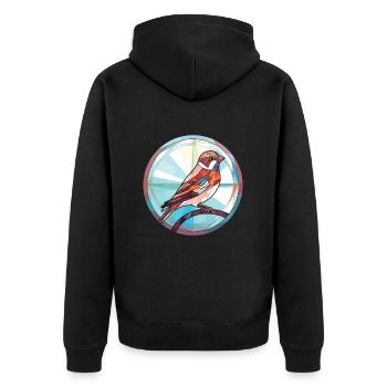 Sparrow Colorful Watercolor Animal Illustration - Unisex Premium Organic Zip Hoodie - black - Back - Nico (187cm)