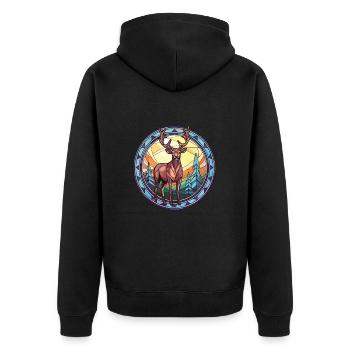 Deer Colorful Watercolor Animal Pet Illustration - Unisex Premium Organic Zip Hoodie - black - Back - Nico (187cm)