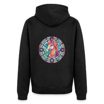Pony buntes Aquarell Tier Haustier Illustration - Unisex Premium Bio Zip Hoodie - Schwarz - Hinten - Nico (187cm)