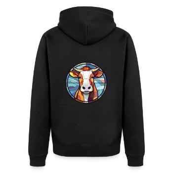 Vache Coloré Aquarelle Animal Animal Illustration - Veste à capuche bio Premium Unisexe - noir - Dos - Nico (187cm)