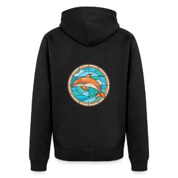 Dolphin Colorful Watercolor Animal Illustration - Unisex Premium Organic Zip Hoodie - black - Back - Nico (187cm)