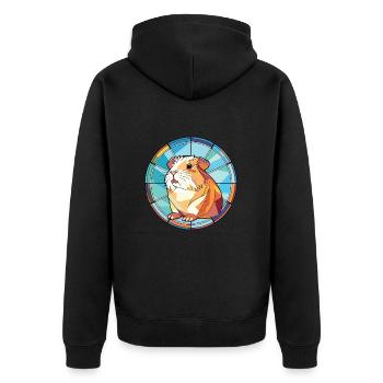 Illustration animale aquarelle colorée de cochon d'Inde - Veste à capuche bio Premium Unisexe - noir - Dos - Nico (187cm)