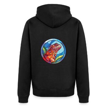 Iguana Colorful Watercolor Animal Pet Illustration - Unisex Premium Organic Zip Hoodie - black - Back - Nico (187cm)