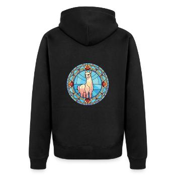 Alpaca Colorful Watercolor Animal Pet Illustration - Unisex Premium Organic Zip Hoodie - black - Back - Nico (187cm)