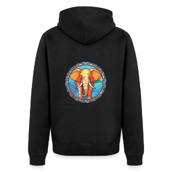 Bunte Aquarell-Tierillustration des Elefanten - Unisex Premium Bio Zip Hoodie - Schwarz - Hinten - Nico (187cm)