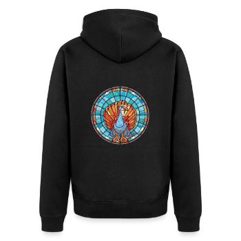 Illustration animale aquarelle colorée Gobbler - Veste à capuche bio Premium Unisexe - noir - Dos - Nico (187cm)