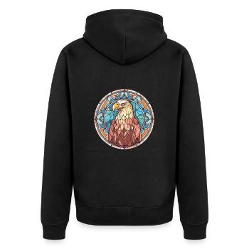Eagle Colorful Watercolor Animal Pet Illustration - Unisex Premium Organic Zip Hoodie - black - Back - Nico (187cm)