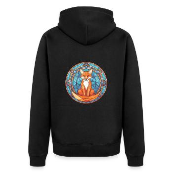 Fuchs bunte Aquarell-Tier-Haustier-Illustration - Unisex Premium Bio Zip Hoodie - Schwarz - Hinten - Nico (187cm)