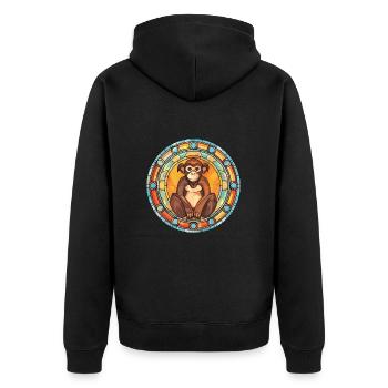 Monkey Colorful Watercolor Animal Pet Illustration - Unisex Premium Organic Zip Hoodie - black - Back - Nico (187cm)
