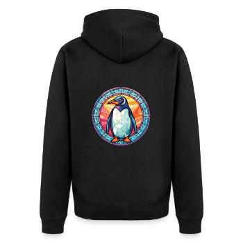 Pingouin coloré aquarelle Animal Illustration - Veste à capuche bio Premium Unisexe - noir - Dos - Nico (187cm)