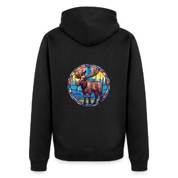 Elch buntes Aquarell Tier Haustier Illustration - Unisex Premium Bio Zip Hoodie - Schwarz - Hinten - Nico (187cm)