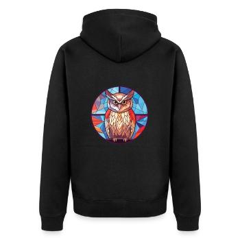 Eule buntes Aquarell Tier Haustier Illustration - Unisex Premium Bio Zip Hoodie - Schwarz - Hinten - Nico (187cm)