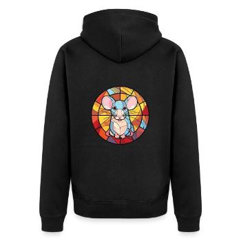 Ratte buntes Aquarell Tier Haustier Illustration - Unisex Premium Bio Zip Hoodie - Schwarz - Hinten - Nico (187cm)