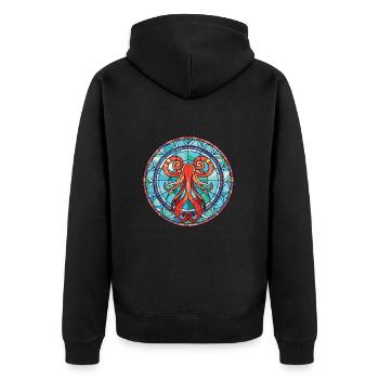 Tintenfisch buntes Aquarell Tier Haustier Illustration - Unisex Premium Bio Zip Hoodie - Schwarz - Hinten - Nico (187cm)