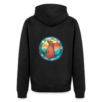Lion de mer coloré aquarelle Animal Illustration - Veste à capuche bio Premium Unisexe - noir - Dos - Nico (187cm)
