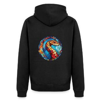 Schlange buntes Aquarell Tier Haustier Illustration - Unisex Premium Bio Zip Hoodie - Schwarz - Hinten - Nico (187cm)