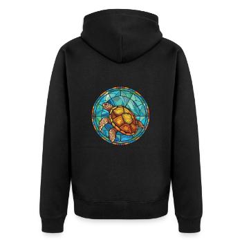 Turtle Colorful Watercolor Animal Pet Illustration - Unisex Premium Organic Zip Hoodie - black - Back - Nico (187cm)