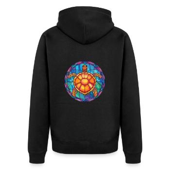 Turtle Colorful Watercolor Animal Pet Illustration - Unisex Premium Organic Zip Hoodie - black - Back - Nico (187cm)