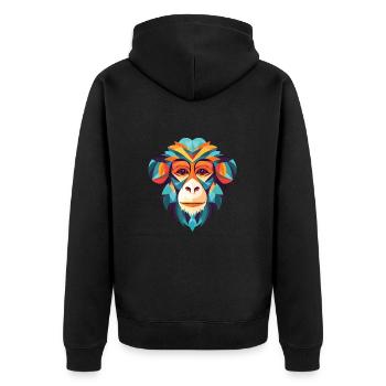Singe ouistiti coloré aquarelle Animal Cartoon - Veste à capuche bio Premium Unisexe - noir - Dos - Nico (187cm)