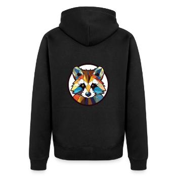 Illustration animale aquarelle colorée de raton laveur - Veste à capuche bio Premium Unisexe - noir - Dos - Nico (187cm)