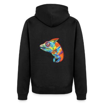 Chameleon Colorful Watercolor Animal Illustration - Unisex Premium Organic Zip Hoodie - black - Back - Nico (187cm)