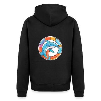 Dolphin Colorful Watercolor Animal Illustration - Unisex Premium Organic Zip Hoodie - black - Back - Nico (187cm)
