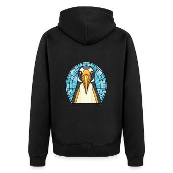 Penguin Colorful Watercolor Animal Illustration - Unisex Premium Organic Zip Hoodie - black - Back - Nico (187cm)