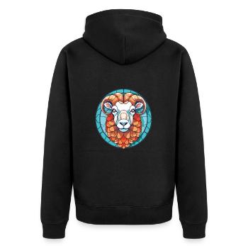 Schaf buntes Aquarell Tier Haustier Illustration - Unisex Premium Bio Zip Hoodie - Schwarz - Hinten - Nico (187cm)