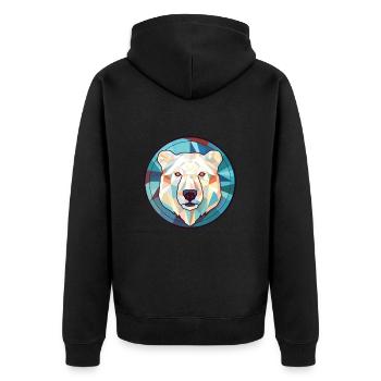 Eisbär Buntes Aquarell Tier Illustration - Unisex Premium Bio Zip Hoodie - Schwarz - Hinten - Nico (187cm)