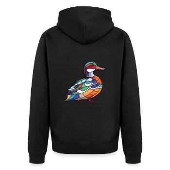 Mandarin Duck Colorful Watercolor Animal Cartoon - Unisex Premium Organic Zip Hoodie - black - Back - Nico (187cm)