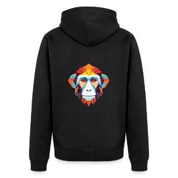 Affe Makake Buntes Aquarell Tier Cartoon - Unisex Premium Bio Zip Hoodie - Schwarz - Hinten - Nico (187cm)