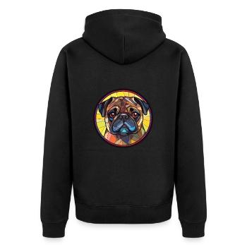 Mops buntes Aquarell Tier Haustier Illustration - Unisex Premium Bio Zip Hoodie - Schwarz - Hinten - Nico (187cm)