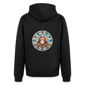 Monkey Colorful Watercolor Animal Pet Illustration - Unisex Premium Organic Zip Hoodie - black - Back - Nico (187cm)