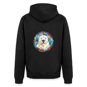 Eisbär Buntes Aquarell Tier Illustration - Unisex Premium Bio Zip Hoodie - Schwarz - Hinten - Nico (187cm)