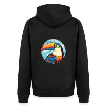 Toucan Colorful Watercolor Animal Pet Illustration - Unisex Premium Organic Zip Hoodie - black - Back - Nico (187cm)